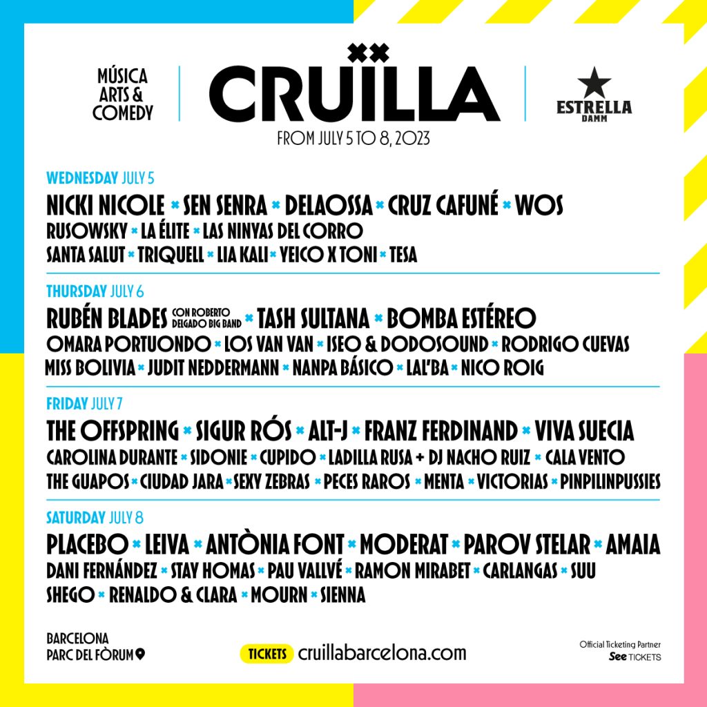 Cruïlla Festival 2023 - From 5 to 8 July at Parc del Fòrum